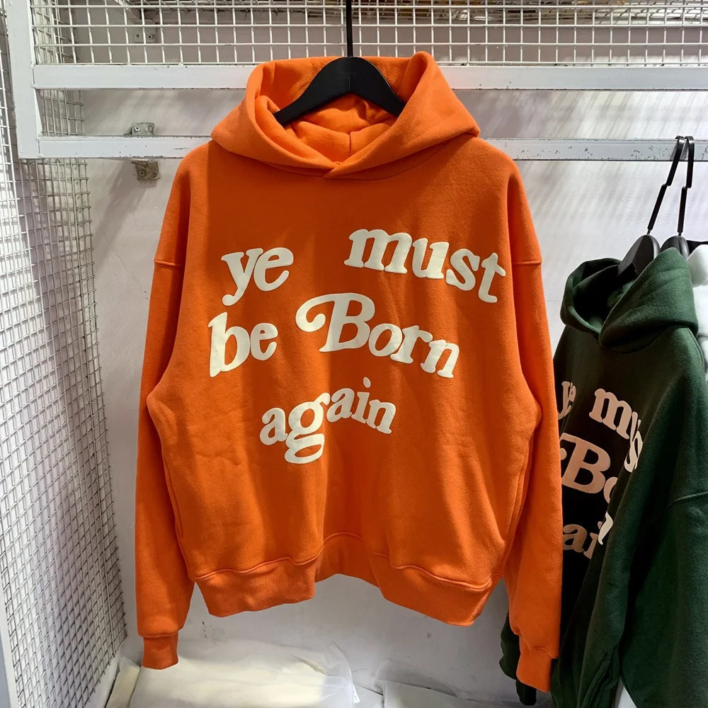 2024fw Puff Print Kanye West Hoody Men Women 1:1 Pink Ye Must Be Born Again Hoodie Oversize Fit Pullovers CPFM Sweatshirts