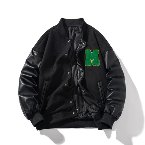 Men And Women Varsity Jacket Winter Women Letter Fashion Jacket Leather Sleeve