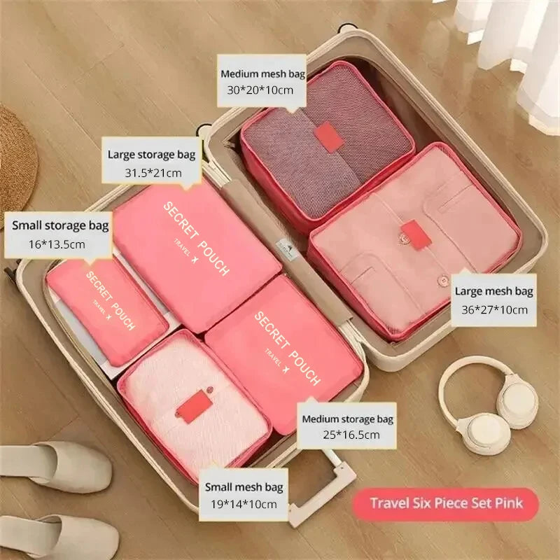 6pcs Travel Storage Bag Large Capacity Luggage Clothes Sorting Organizer Set Suitcase
