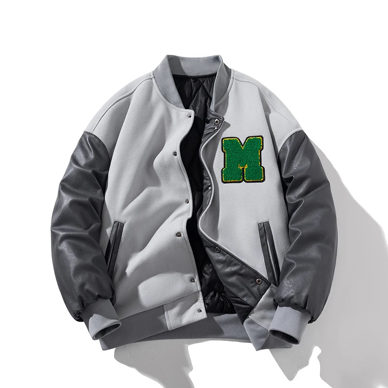 Men And Women Varsity Jacket Winter Women Letter Fashion Jacket Leather Sleeve