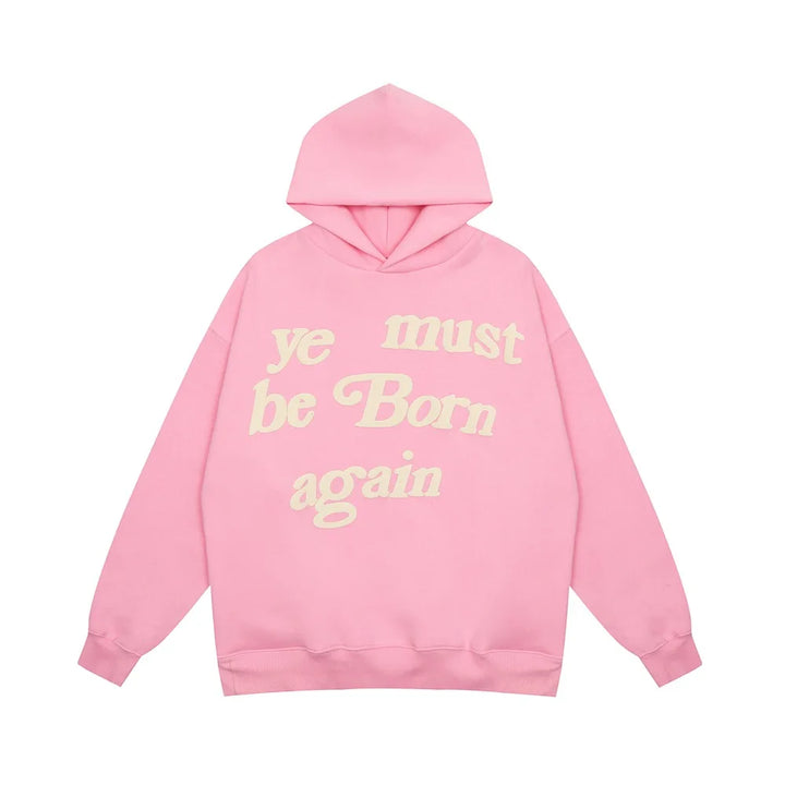 2024fw Puff Print Kanye West Hoody Men Women 1:1 Pink Ye Must Be Born Again Hoodie Oversize Fit Pullovers CPFM Sweatshirts