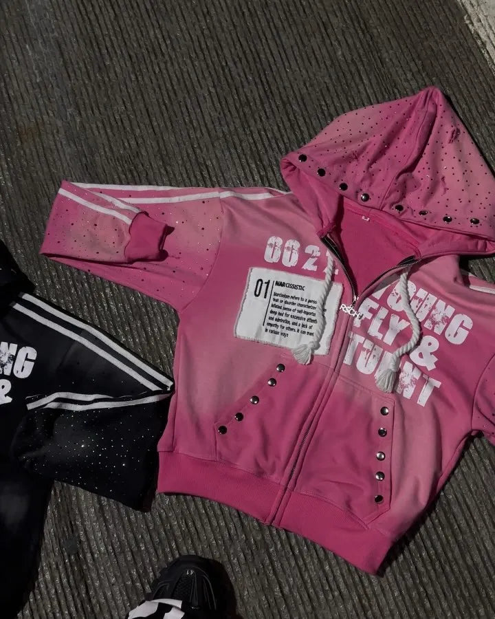 Hip Hop Hoodie Y2k Retro Klein Stone  Men And Women Streetwear