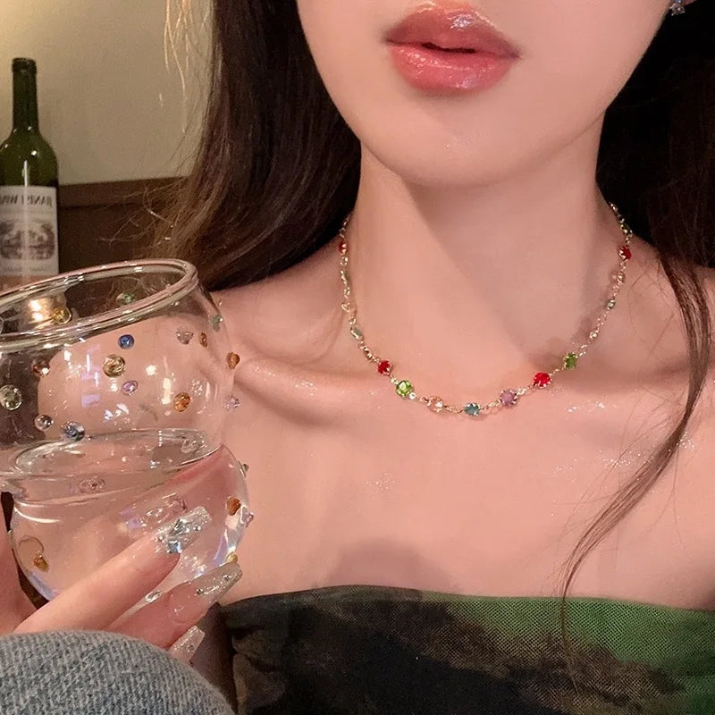 Luxury Shiny Zircon Square Choker Necklaces for Women