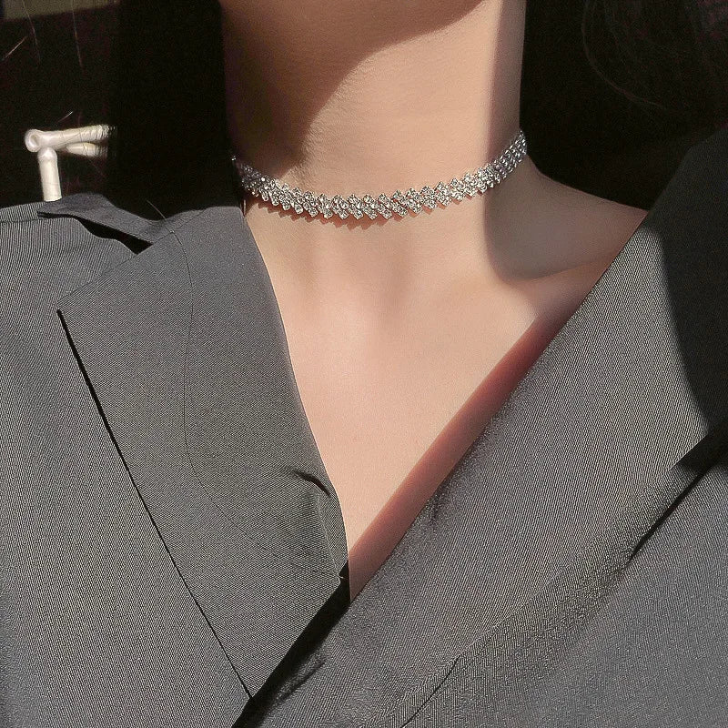 Luxury Shiny Zircon Square Choker Necklaces for Women