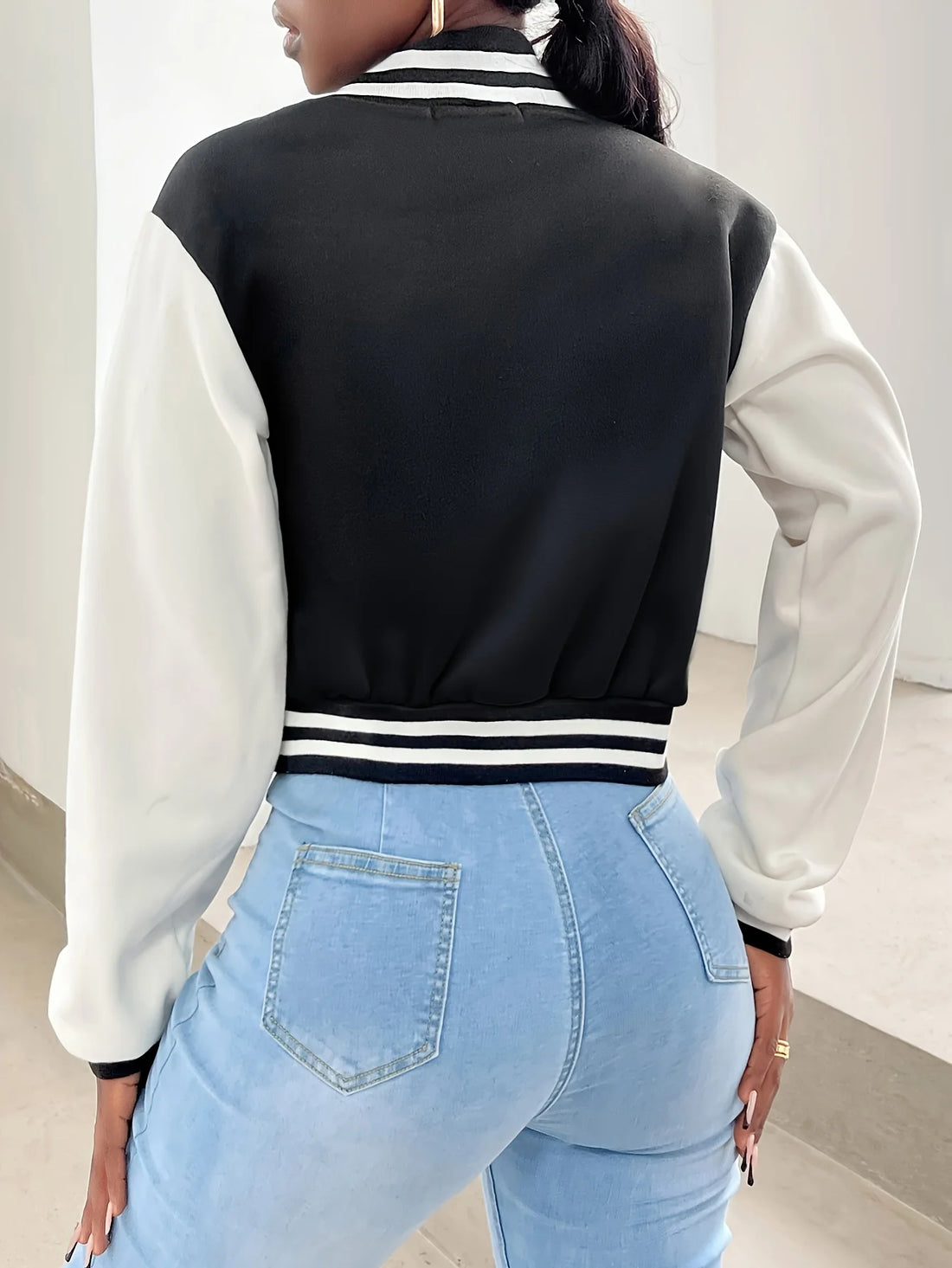 Elegant Casual Jacket  Women Long Sleeve Crop Outerwear