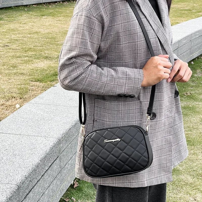 Diagonal Cross Camera Bag 2025 New Fashion and Simple Double Zipper Large Capacity