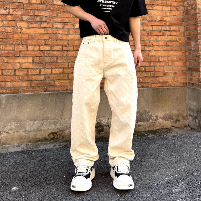 American hip-hop trend, casual street wear, men's retro loose high-end denim pants