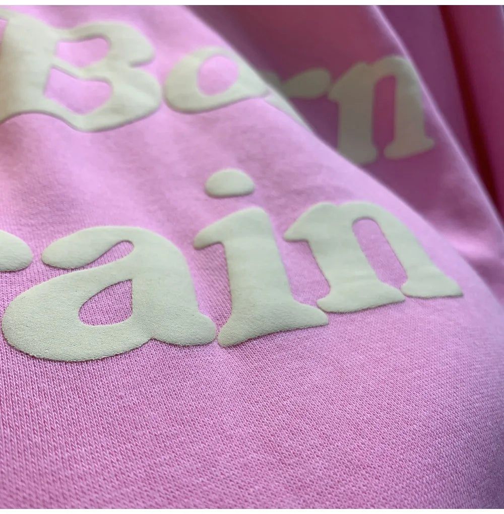 2024fw Puff Print Kanye West Hoody Men Women 1:1 Pink Ye Must Be Born Again Hoodie Oversize Fit Pullovers CPFM Sweatshirts