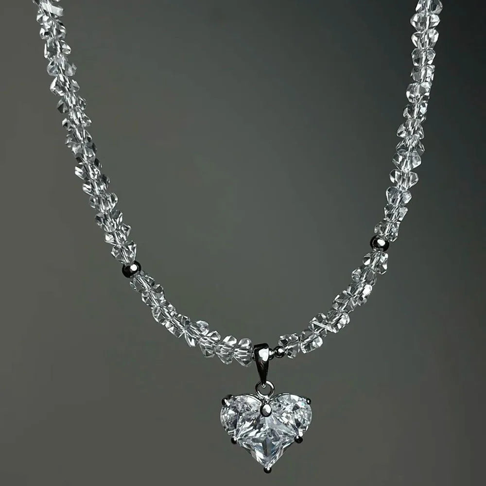 Design Chain With Crystal Heart Pendant Necklace for Women