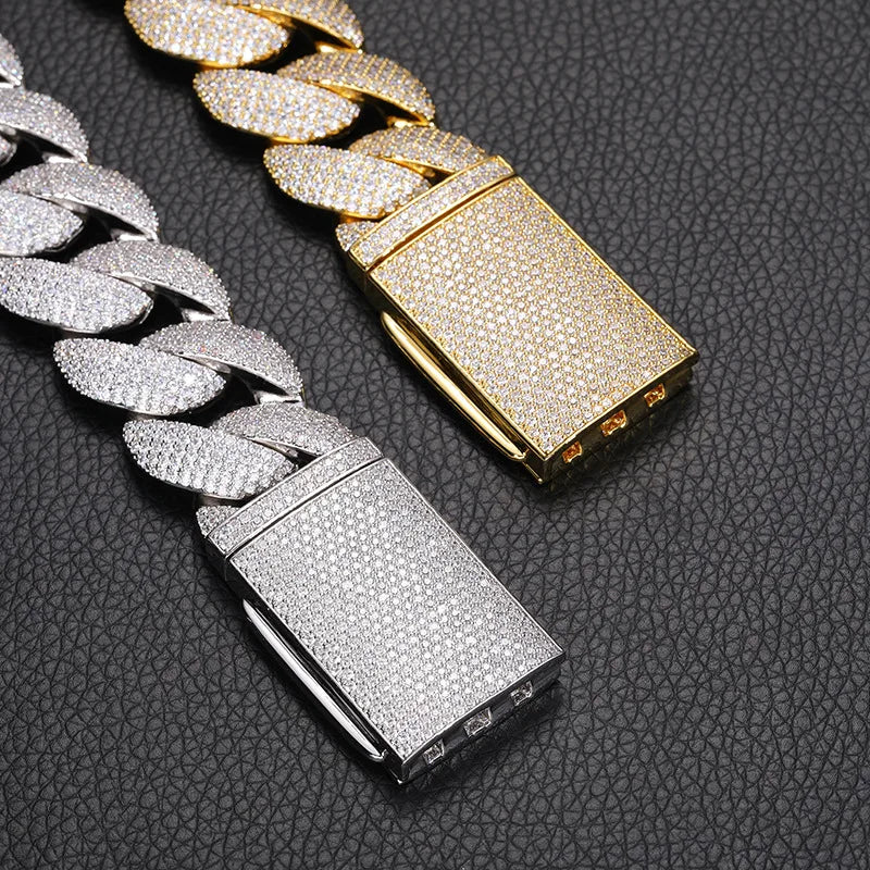 22mm Big Heavy Hip Hop 5A+ CZ Stone Paved Bling Iced Out Solid Round Cuban Miami Link Chain Necklaces for Men Rapper Jewelry