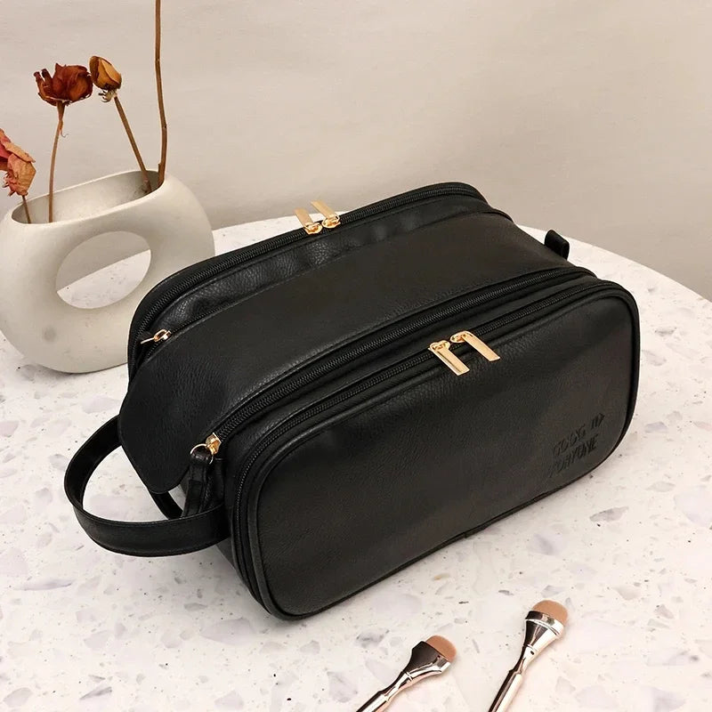 Multifunctional Makeup Bag For Women PU Leather Large Capacity