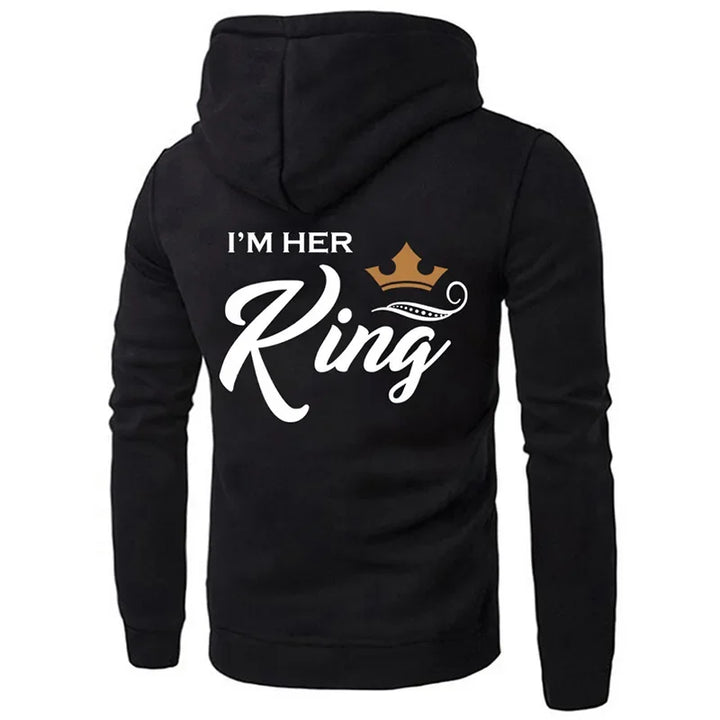 King And Queen Lover Hoodies Harajuku Fashion Casual Lovers Sweatshirt  Couple Hoodies