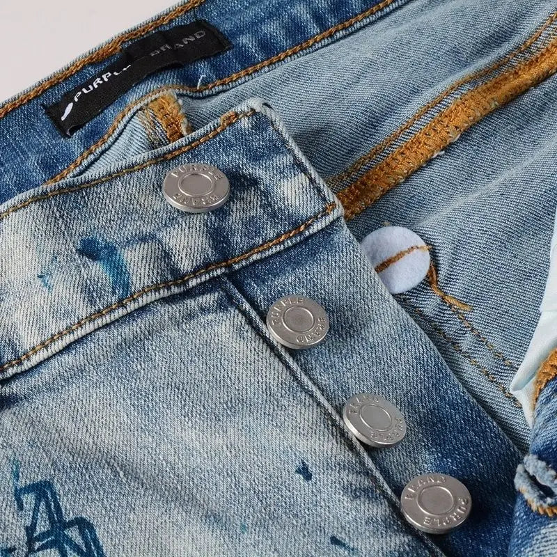 Purple new slim-fit trendy men's jeans casual pants