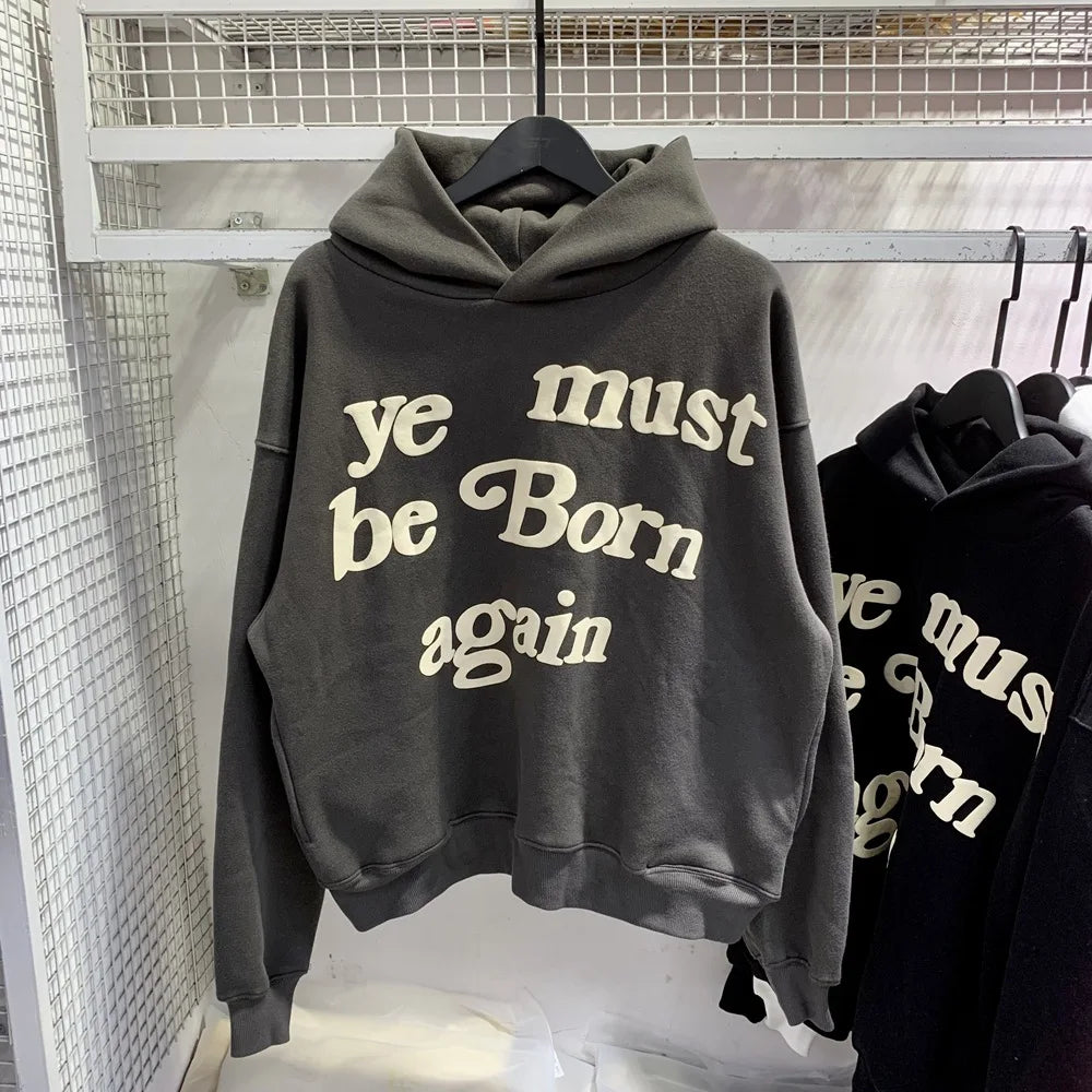 2024fw Puff Print Kanye West Hoody Men Women 1:1 Pink Ye Must Be Born Again Hoodie Oversize Fit Pullovers CPFM Sweatshirts