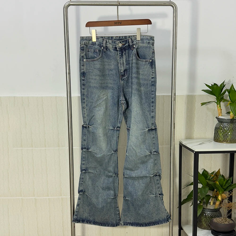 Mens American Design Jeans  Cleanfit Casual Loose Blue Denim Long Pants