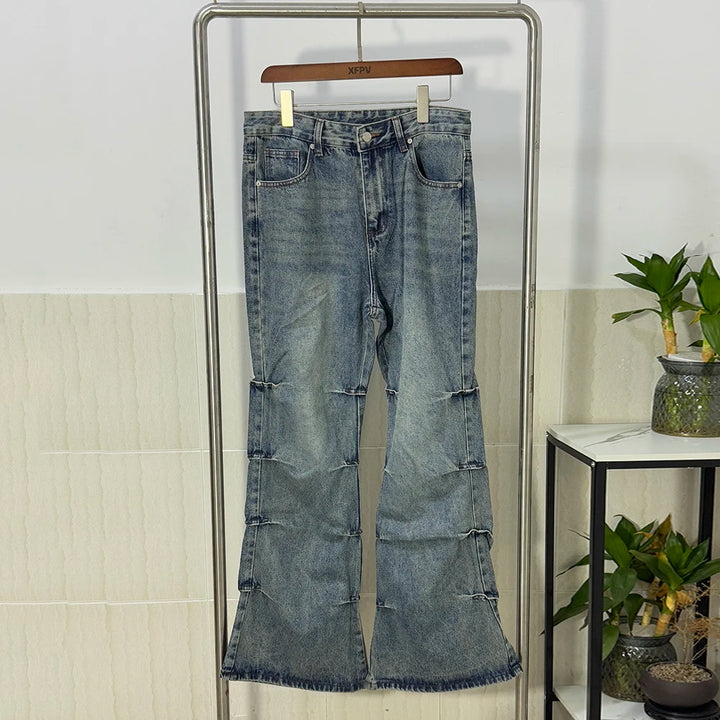 Mens American Design Jeans  Cleanfit Casual Loose Blue Denim Long Pants