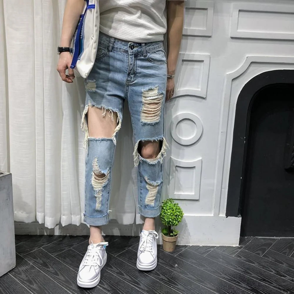 Men Stretch Skinny Denim Pants Solid  Hip-Hop Style Slim Fit Trousers 2025