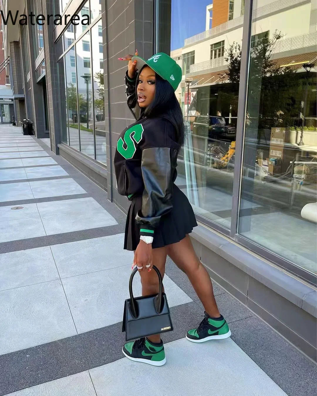 Waterarea Leather Long Sleeve Patchwork Jacket Fall Winter Casual Fashion Coat Clothing 2025