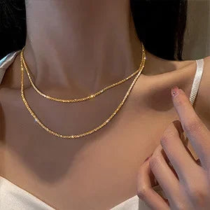 Classic Simple Shiny Double Layer Pendant Cross Pendant Necklace for Women