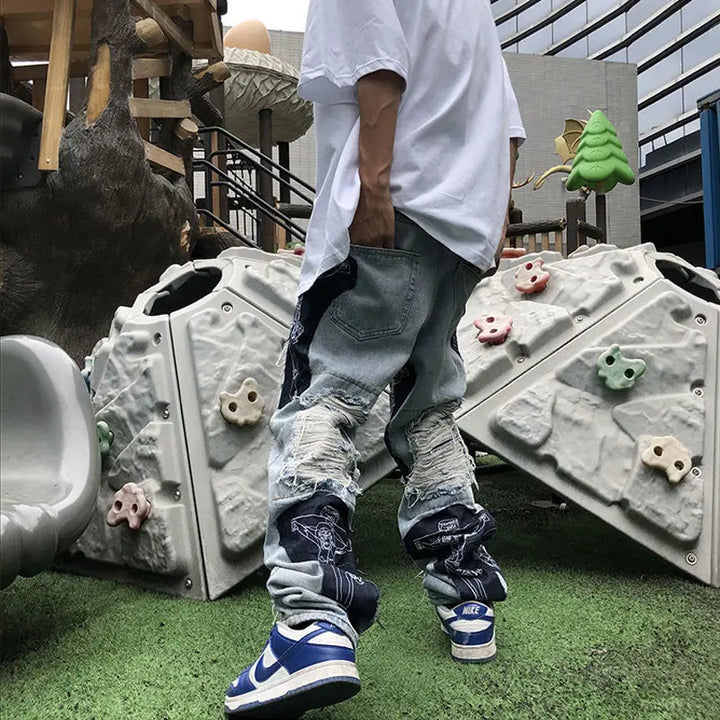 American style high street jeans for men and women straight leg hip-hop casual pants
