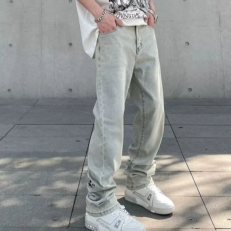 American Gothic Men's Jeans Y2K Retro Straight Denim Trousers Hip Hop Fashion
