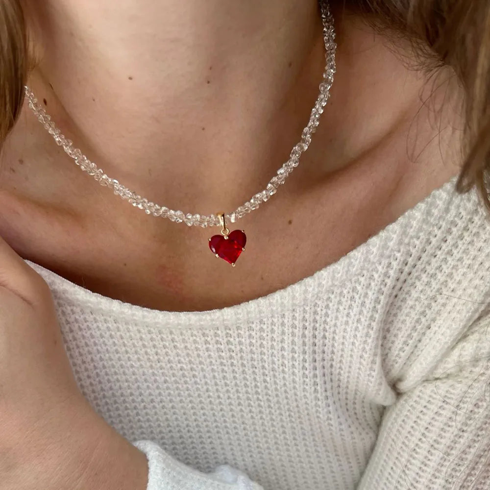 Design Chain With Crystal Heart Pendant Necklace for Women