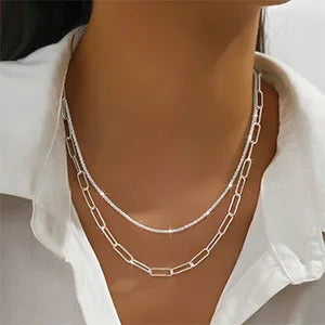 Classic Simple Shiny Double Layer Pendant Cross Pendant Necklace for Women