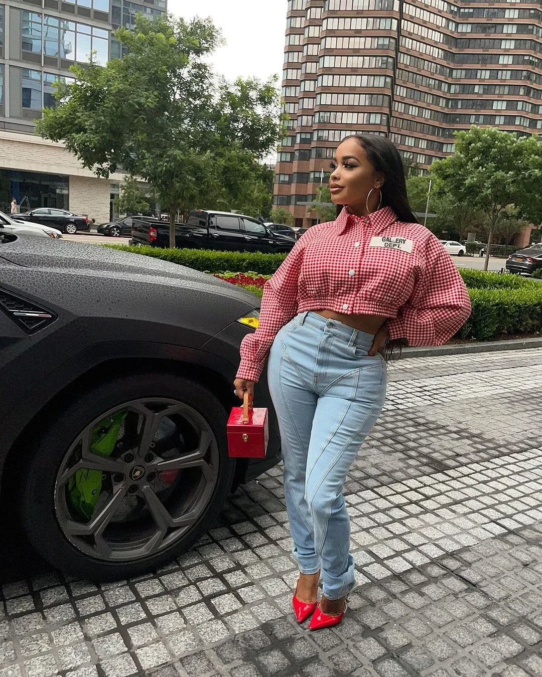 New Women's Plaid Jacket Fashion Loose Long Sleeve Single Tops Short Jacket Coats Shirts