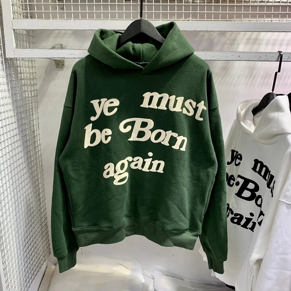 2024fw Puff Print Kanye West Hoody Men Women 1:1 Pink Ye Must Be Born Again Hoodie Oversize Fit Pullovers CPFM Sweatshirts