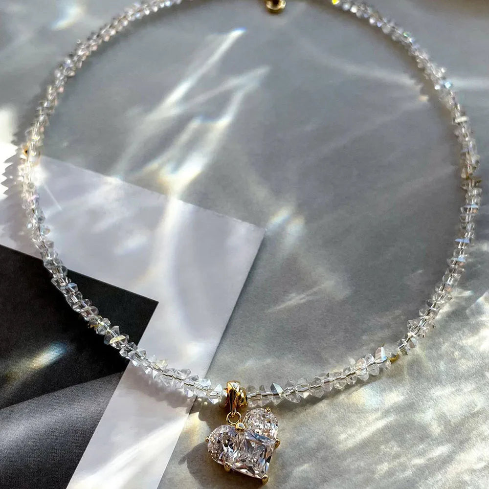 Design Chain With Crystal Heart Pendant Necklace for Women