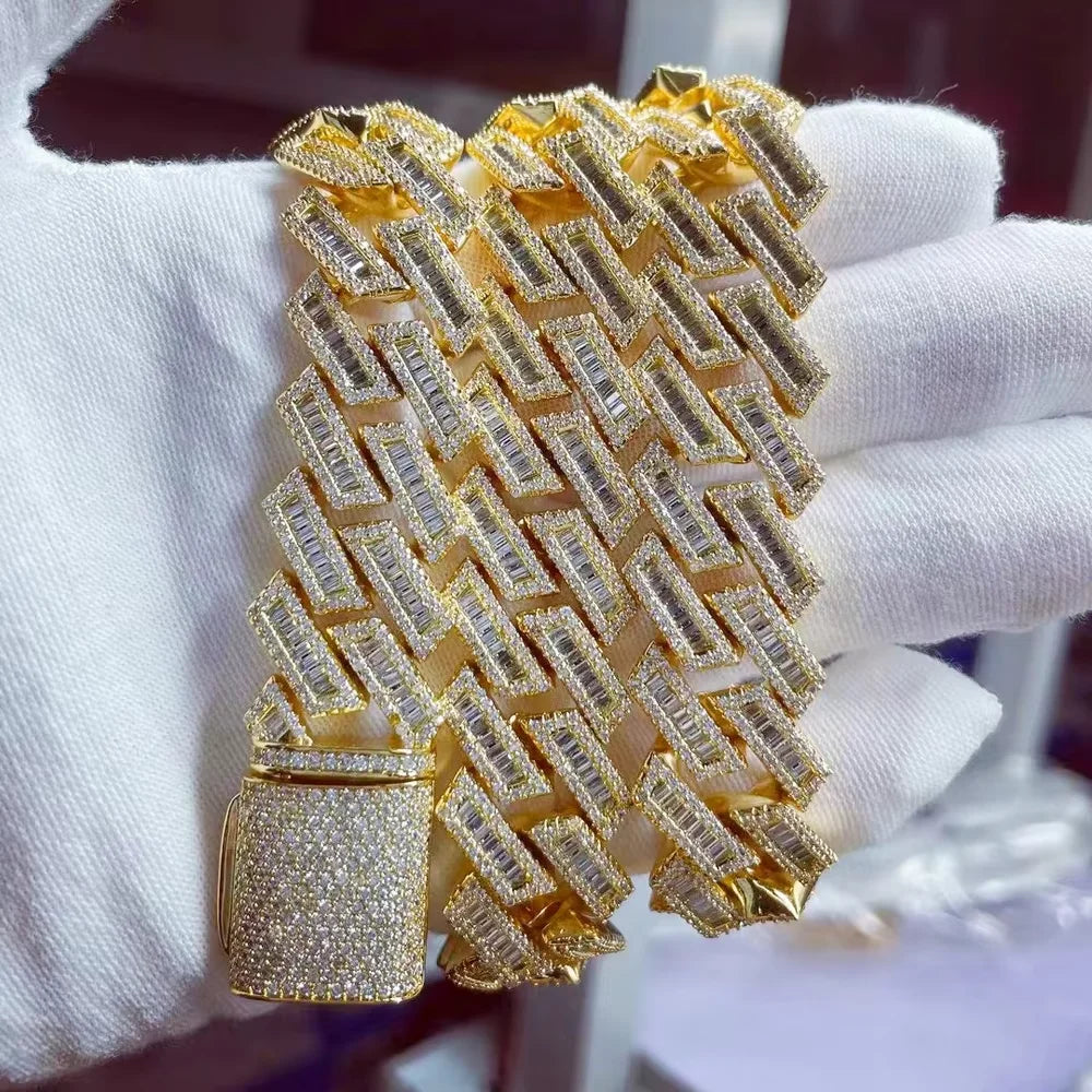 Big Heavy Hip Hop ice Men Jewelry Micro Pave Rock Punk Ice Out Cuban Chain Necklace 19mm