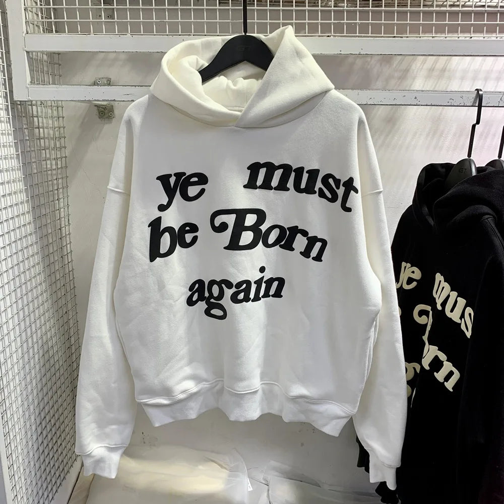 2024fw Puff Print Kanye West Hoody Men Women 1:1 Pink Ye Must Be Born Again Hoodie Oversize Fit Pullovers CPFM Sweatshirts