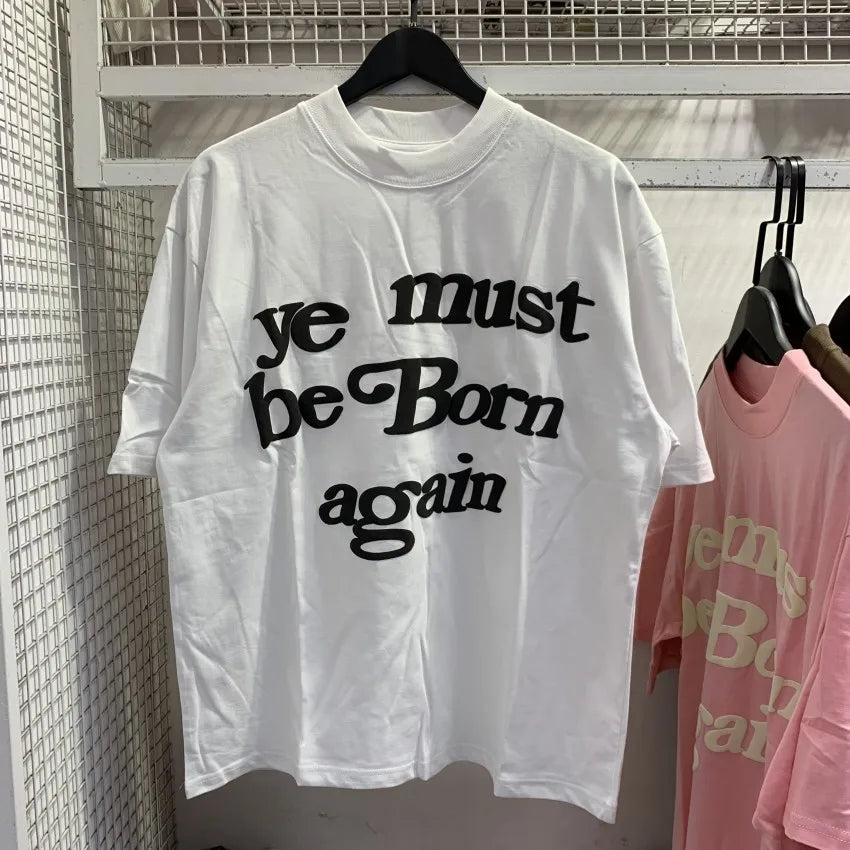 2024fw Puff Print Kanye West Hoody Men Women 1:1 Pink Ye Must Be Born Again Hoodie Oversize Fit Pullovers CPFM Sweatshirts