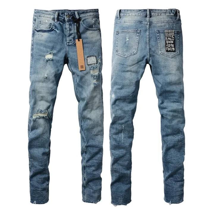 American High Street Stretch Pants Men's Hip Hop Ripped Skinny Low-rise Jeans