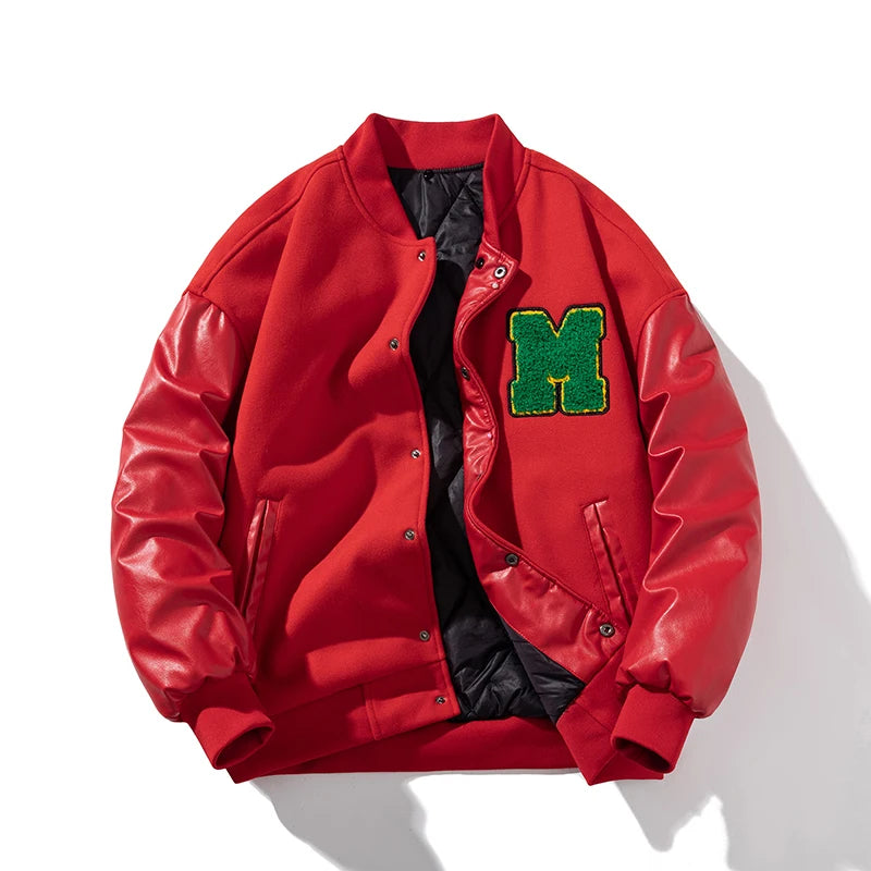 Men And Women Varsity Jacket Winter Women Letter Fashion Jacket Leather Sleeve